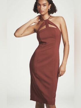Anthropologie Halter Cutout
Slim Midi Dress/ Cherrywood: Size M